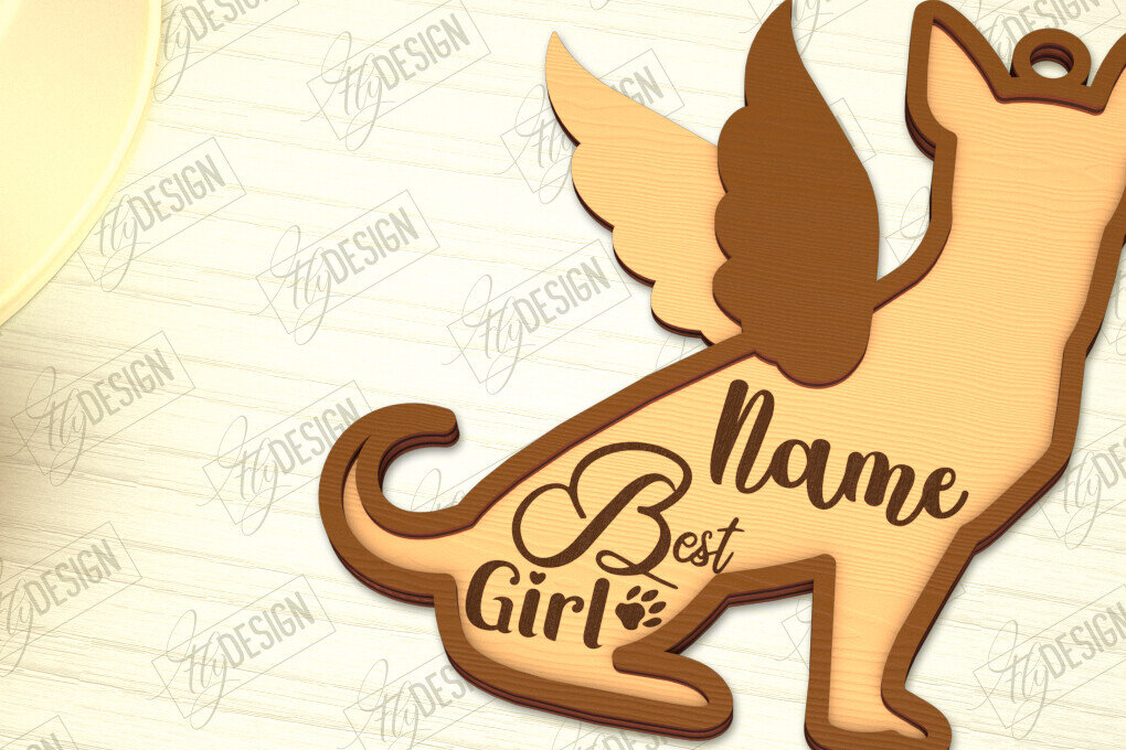 Intra απο ξύλο plywood  Χρώμα wenge 3mm-4mm πάχος - Στολίδι Μνήμης Σκύλου | Φτερά Αγγέλου |CNC Δίασταση 6x6 cm INTRAFABR-33560802