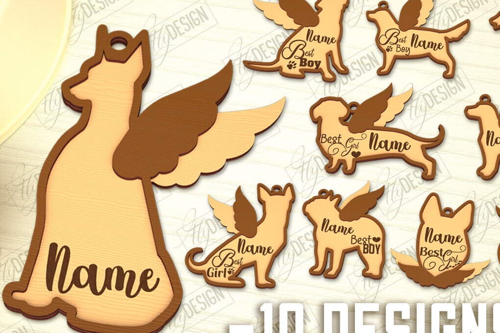 Intra απο ξύλο plywood  Χρώμα wenge 3mm-4mm πάχος - Δέσμη κοπής λέιζερ στολίδι αναμνηστικού σκύλου Δίασταση 6x6 cm INTRAFABR-32244071