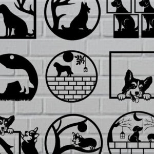 Intra απο ξύλο plywood  Χρώμα wenge 3mm-4mm πάχος - Δέσμη κοπής με λέιζερ ού τοίχου Dog Δίασταση 40x50 cm INTRAFABR-102818071