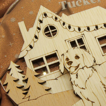 Intra απο ξύλο plywood  Χρώμα wenge 3mm-4mm πάχος - Χριστουγεννιάτικο στολίδι πολλαπλών στρώσεων σκύλου Δίασταση 19x4 cm INTRAFABR-122134463 - Image 2