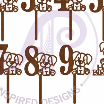 Intra απο ξύλο plywood  Χρώμα wenge 3mm-4mm πάχος - Dog Number Cake Toppers, 10 σχέδια Δίασταση 20x20 cm INTRAFABR-122134451 - Image 3