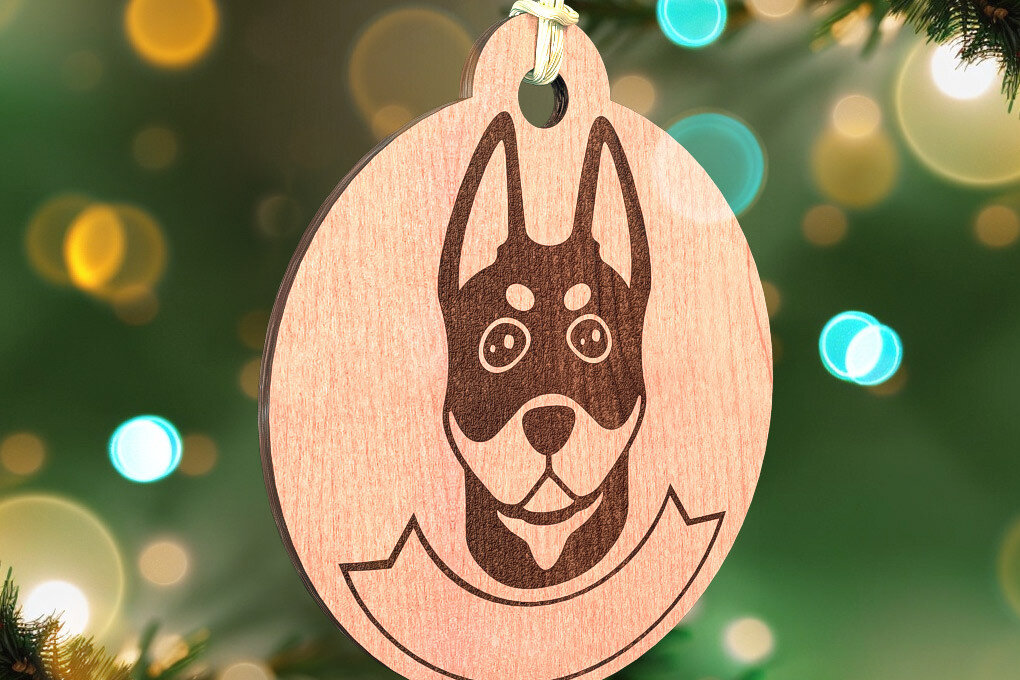 Intra απο ξύλο plywood  Χρώμα wenge 3mm-4mm πάχος - Στολίδι σκύλου με λέιζερ | Λέιζερ σκύλου Δίασταση 6x6 cm INTRAFABR-117539057