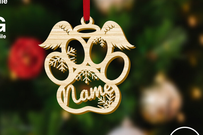 Intra απο ξύλο plywood  Χρώμα wenge 3mm-4mm πάχος - Διακόσμηση χριστουγεννιάτικου δέντρου αγγέλου σκύλου Δίασταση 7x4 cm INTRAFABR-123623957