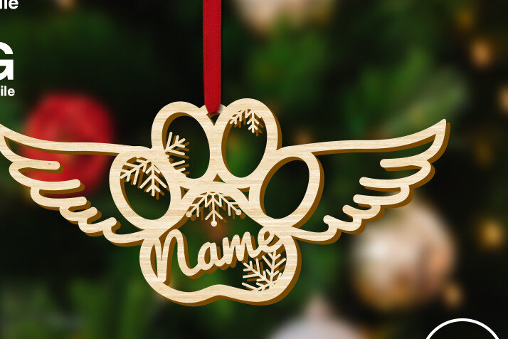 Intra απο ξύλο plywood  Χρώμα wenge 3mm-4mm πάχος - Διακόσμηση χριστουγεννιάτικου δέντρου με φτερά αγγέλου Paw Paw Δίασταση 7x3 cm INTRAFABR-123623973