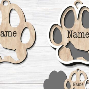 Intra απο ξύλο plywood  Χρώμα wenge 3mm-4mm πάχος - Χριστουγεννιάτικο στολίδι Dog Paw , Laser Δίασταση 6x6 cm INTRAFABR-123623977 - Image 3