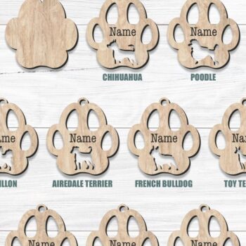 Intra απο ξύλο plywood  Χρώμα wenge 3mm-4mm πάχος - Χριστουγεννιάτικο στολίδι Dog Paw , Laser Δίασταση 6x6 cm INTRAFABR-123623977 - Image 4