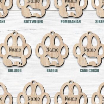 Intra απο ξύλο plywood  Χρώμα wenge 3mm-4mm πάχος - Χριστουγεννιάτικο στολίδι Dog Paw , Laser Δίασταση 6x6 cm INTRAFABR-123623977 - Image 5