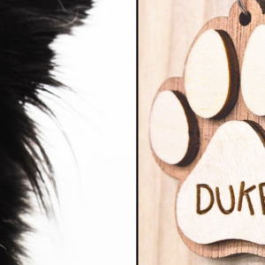 Intra απο ξύλο plywood  Χρώμα wenge 3mm-4mm πάχος - Μπρελόκ με πόδι σκύλου με πρότυπο κόλλησης Δίασταση 4x4 cm INTRAFABR-104535507