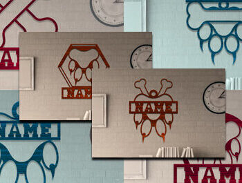 Intra απο ξύλο plywood  Χρώμα wenge 3mm-4mm πάχος - Σύμβολο ονόματος ποδιού σκύλου Δέσμη κοπής με λέιζερ Δίασταση 30x20 cm INTRAFABR-96283561 - Image 1