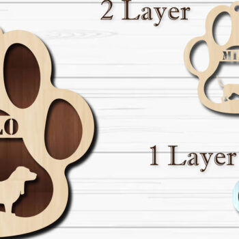 Intra απο ξύλο plywood  Χρώμα wenge 3mm-4mm πάχος - Στολίδι με πόδι σκύλου Basset Hound Δίασταση 4x4 cm INTRAFABR-96283443 - Image 1