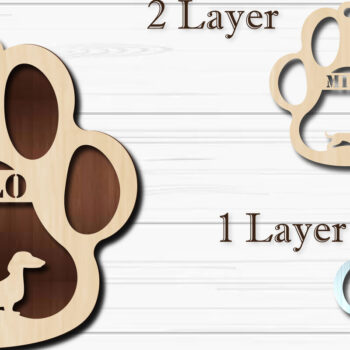 Intra απο ξύλο plywood  Χρώμα wenge 3mm-4mm πάχος - Στολίδι με πόδι σκύλου Dachshund Δίασταση 4x4 cm INTRAFABR-75812721 - Image 1