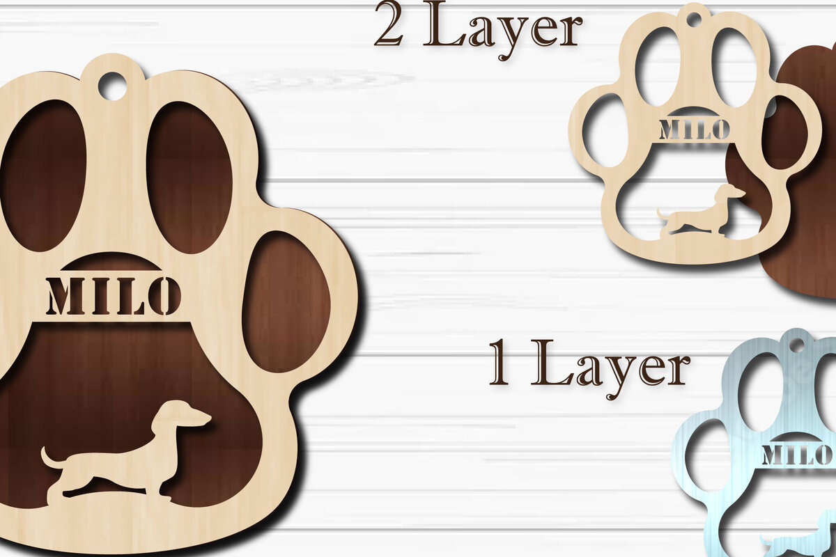 Intra απο ξύλο plywood  Χρώμα wenge 3mm-4mm πάχος - Στολίδι με πόδι σκύλου Dachshund Δίασταση 4x4 cm INTRAFABR-75812721