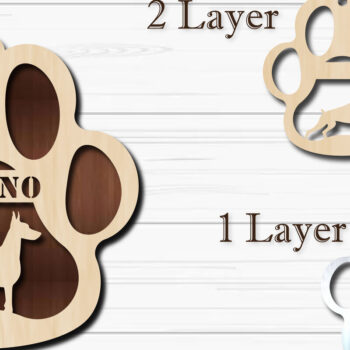 Intra απο ξύλο plywood  Χρώμα wenge 3mm-4mm πάχος - Στολίδι Dog Paw Doberman Δίασταση 4x4 cm INTRAFABR-54380259 - Image 1