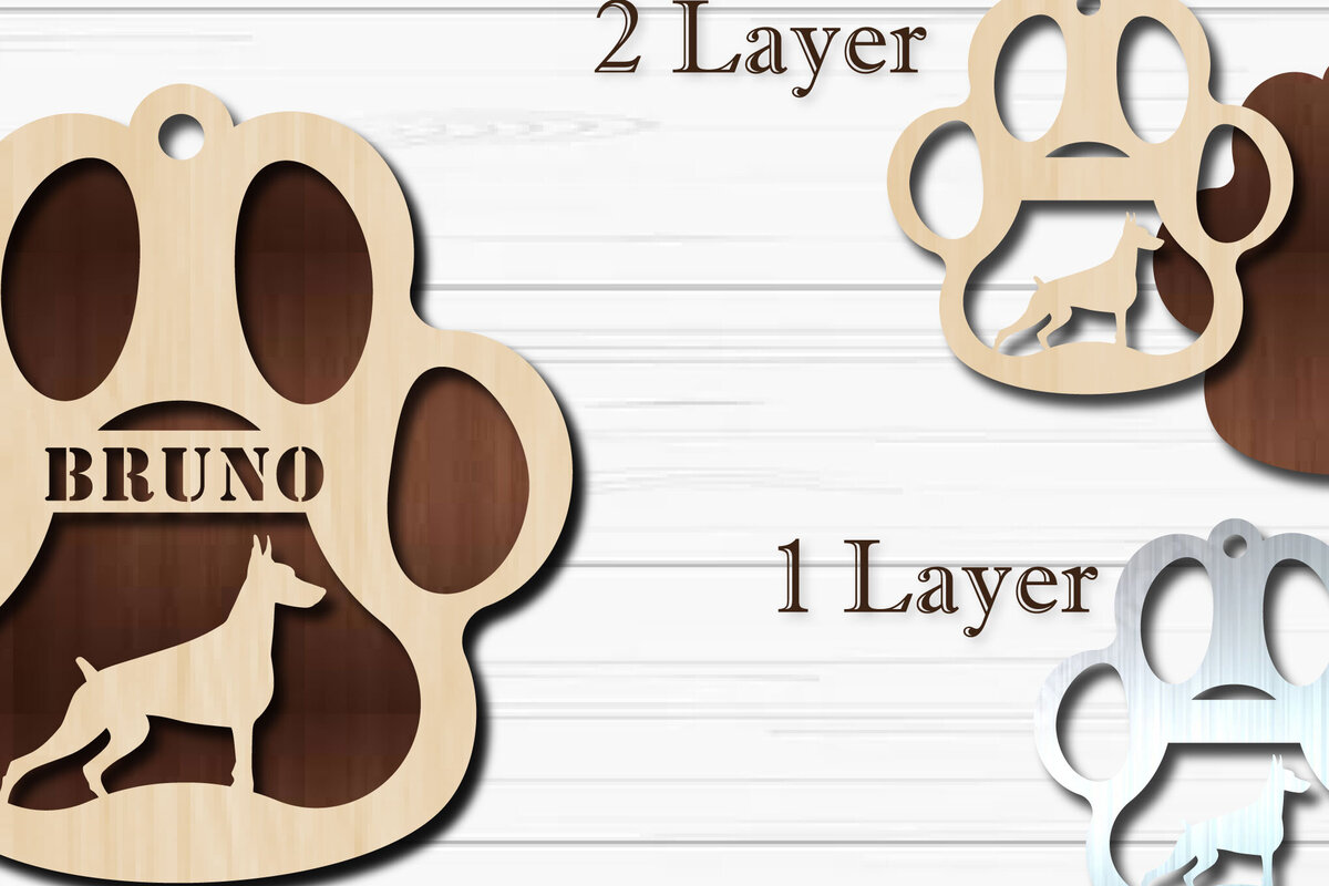 Intra απο ξύλο plywood  Χρώμα wenge 3mm-4mm πάχος - Στολίδι Dog Paw Doberman Δίασταση 4x4 cm INTRAFABR-54380259