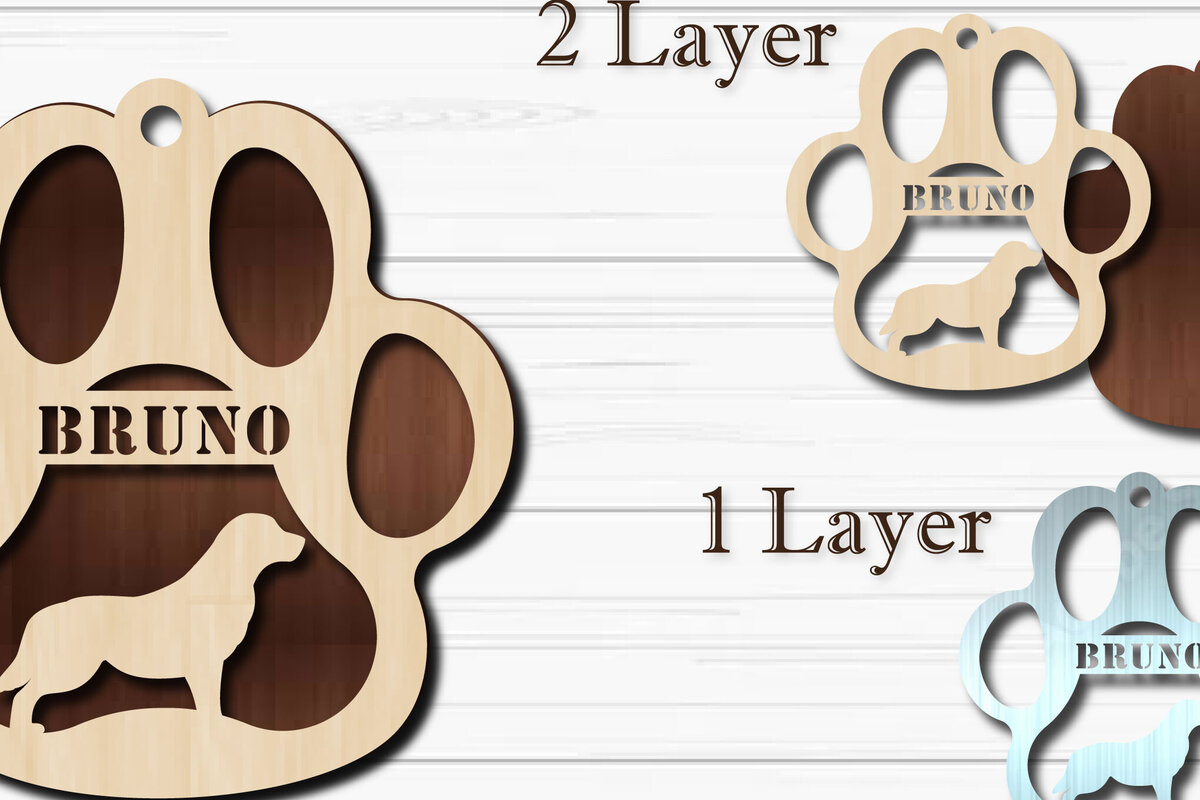 Intra απο ξύλο plywood  Χρώμα wenge 3mm-4mm πάχος - Στολίδι Dog Paw Golden Retriever Δίασταση 4x4 cm INTRAFABR-105335954