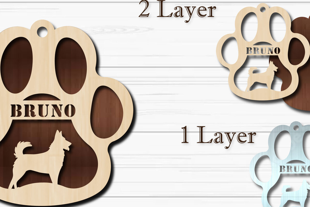 Intra απο ξύλο plywood  Χρώμα wenge 3mm-4mm πάχος - Στολίδι Paw Dog Kintamani Δίασταση 4x4 cm INTRAFABR-105390747