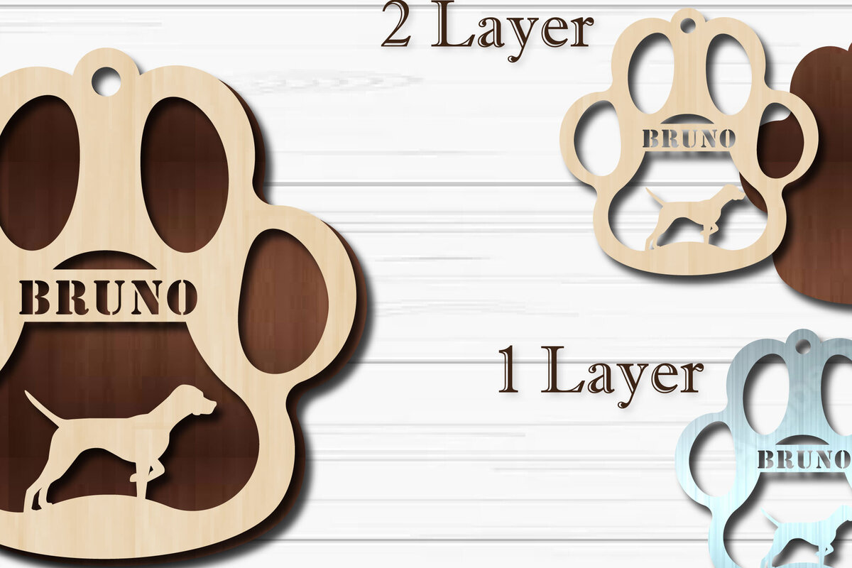 Intra απο ξύλο plywood  Χρώμα wenge 3mm-4mm πάχος - Στολίδι με πόδι σκύλου Pointer Δίασταση 4x4 cm INTRAFABR-94913870