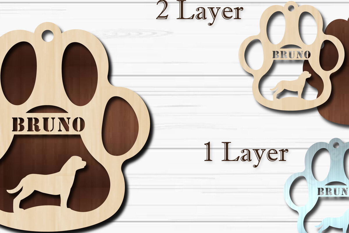 Intra απο ξύλο plywood  Χρώμα wenge 3mm-4mm πάχος - Στολίδι με πόδι σκύλου Rottweiler Δίασταση 4x4 cm INTRAFABR-107688314