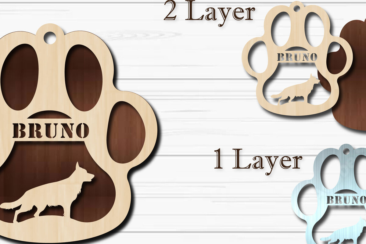 Intra απο ξύλο plywood  Χρώμα wenge 3mm-4mm πάχος - Στολίδι για πόδι σκύλου Sheepdog Δίασταση 4x4 cm INTRAFABR-104129088