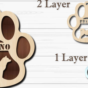 Intra απο ξύλο plywood  Χρώμα wenge 3mm-4mm πάχος - Στολίδι με πόδια σκύλου Shiba Inu Δίασταση 4x4 cm INTRAFABR-93063055 - Image 1