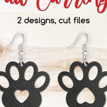 Intra απο ξύλο plywood  Χρώμα wenge 3mm-4mm πάχος - Dog Paw with Heart Earrings Cut File Δίασταση 3x3 cm INTRAFABR-120098662 - Image 1