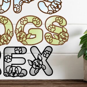 Intra απο ξύλο plywood  Χρώμα wenge 3mm-4mm πάχος - Σκύλος/Κουτάβι Σετ Γράμματα Αλφαβήτου 78 Γραμμάτων Δίασταση 30x20 cm INTRAFABR-115693322