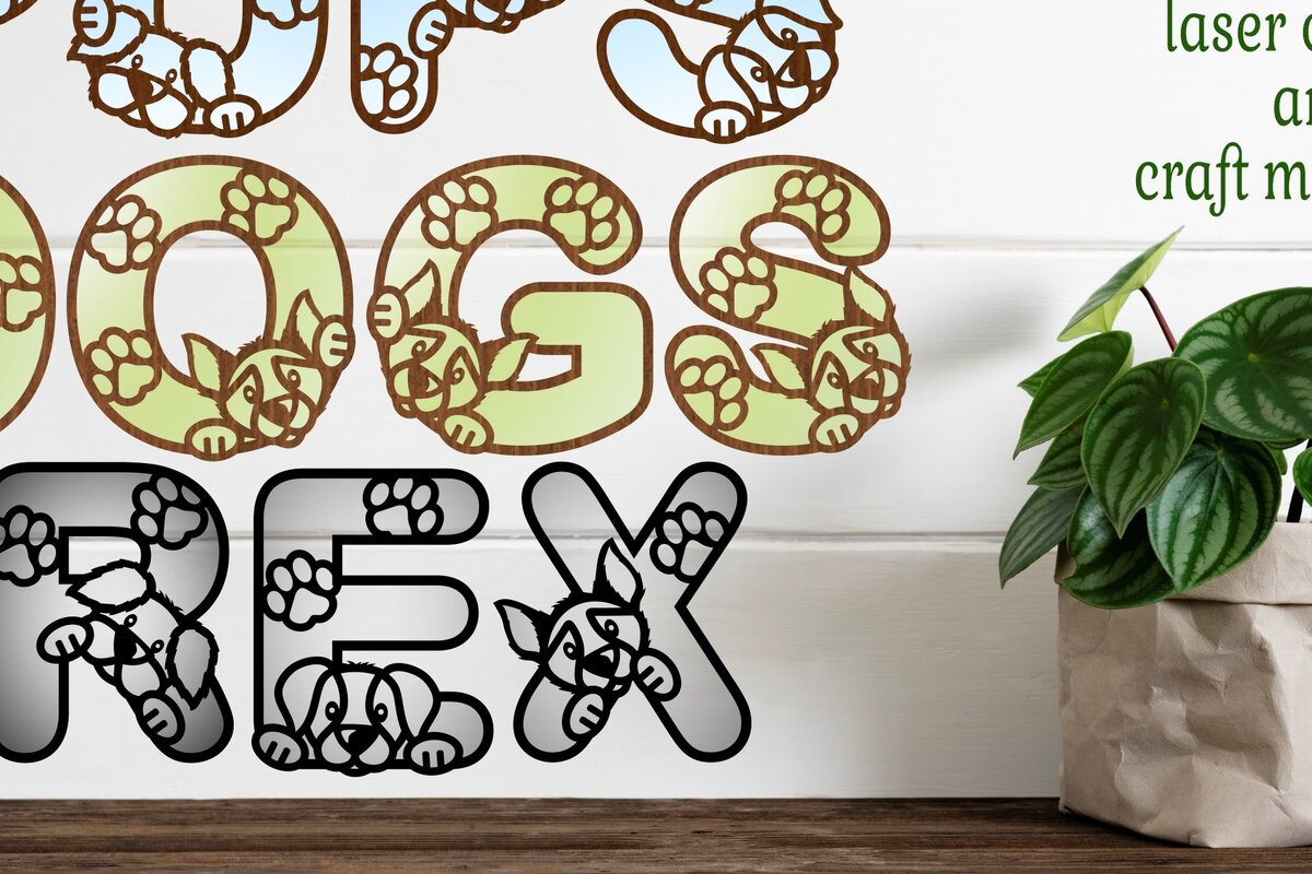 Intra απο ξύλο plywood  Χρώμα wenge 3mm-4mm πάχος - Σκύλος/Κουτάβι Σετ Γράμματα Αλφαβήτου 78 Γραμμάτων Δίασταση 30x20 cm INTRAFABR-115693322