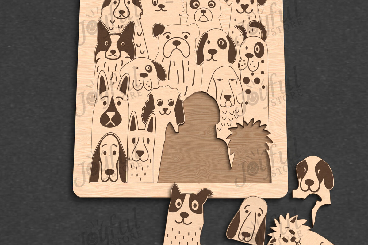 Intra απο ξύλο plywood  Χρώμα wenge 3mm-4mm πάχος - Dog Puzzle | Ξύλινο παιχνίδι για παιδιά Δίασταση 30x20 cm INTRAFABR-117085082