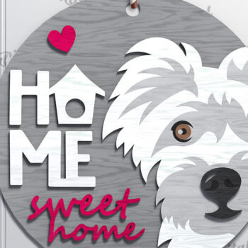 Intra απο ξύλο plywood Χρώμα wenge 3mm-4mm πάχος - με λέιζερ στρογγυλή πινακίδα σκύλου Δίασταση 30x20 cm INTRAFABR-39043668 - Image 1