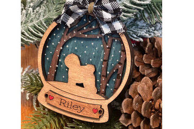 Intra απο ξύλο plywood  Χρώμα wenge 3mm-4mm πάχος - Στολίδι με στρώματα Snowglobe για σκύλους Δίασταση 6x6 cm INTRAFABR-39034436