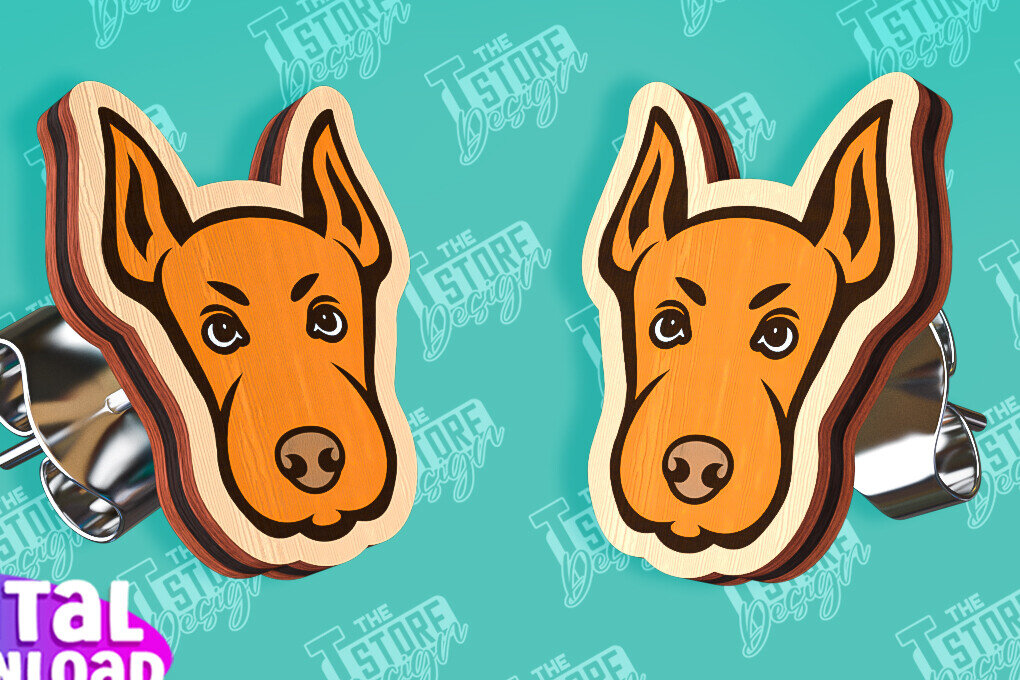 Intra απο ξύλο plywood  Χρώμα wenge 3mm-4mm πάχος - Πρότυπα κοπής με λέιζερ σκουλαρίκια με καρφιά σκύλου Δίασταση 3x3 cm INTRAFABR-39034481