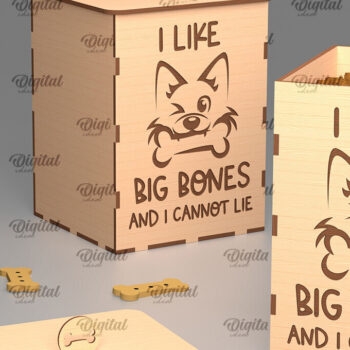 Intra απο ξύλο plywood  Χρώμα wenge 3mm-4mm πάχος - Dog Treats Box LaserCut. Storage Box Δίασταση 30x20 cm INTRAFABR-123339661 - Image 1