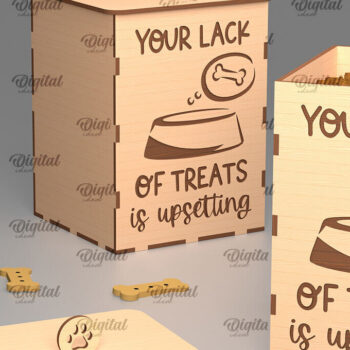 Intra απο ξύλο plywood  Χρώμα wenge 3mm-4mm πάχος - Dog Treats Box LaserCut. Storage Box Δίασταση 30x20 cm INTRAFABR-90727538 - Image 1