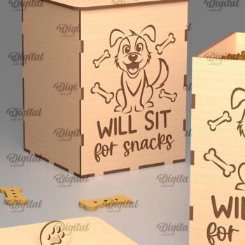 Intra απο ξύλο plywood  Χρώμα wenge 3mm-4mm πάχος - Dog Treats Box LaserCut. Storage Box Δίασταση 30x20 cm INTRAFABR-90816590 - Image 1