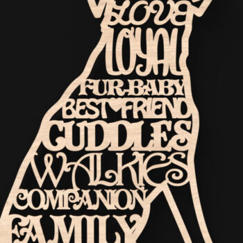 Intra απο ξύλο plywood  Χρώμα wenge 3mm-4mm πάχος - με λέιζερ για Dog Words Δίασταση 4x4 cm INTRAFABR-30375047 - Image 1