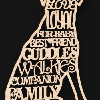 Intra απο ξύλο plywood  Χρώμα wenge 3mm-4mm πάχος - με λέιζερ για Dog Words Δίασταση 4x4 cm INTRAFABR-30375047 - Image 2