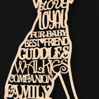 Intra απο ξύλο plywood  Χρώμα wenge 3mm-4mm πάχος - με λέιζερ για Dog Words Δίασταση 4x4 cm INTRAFABR-30375047 - Image 3