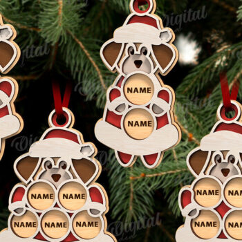 Intra απο ξύλο plywood Χρώμα wenge 3mm-4mm πάχος - Χριστουγεννιάτικα στολίδια σκυλιών με λέιζερ Δίασταση 6x6 cm INTRAFABR-33831636 - Image 1