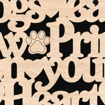 Intra απο ξύλο plywood  Χρώμα wenge 3mm-4mm πάχος - Σκύλοι αφήνουν αποτυπώματα ποδιών στο σημάδι της καρδιάς σας Δίασταση 4x4 cm INTRAFABR-90816656 - Image 1