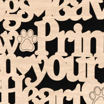 Intra απο ξύλο plywood  Χρώμα wenge 3mm-4mm πάχος - Σκύλοι αφήνουν αποτυπώματα ποδιών στο σημάδι της καρδιάς σας Δίασταση 4x4 cm INTRAFABR-90816656 - Image 3