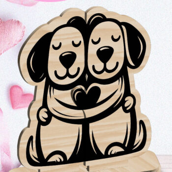 Intra απο ξύλο plywood  Χρώμα wenge 3mm-4mm πάχος - Dogs Love Στολίδι Αγίου Βαλεντίνου Κόψιμο με λέιζερ Δίασταση 6x6 cm INTRAFABR-61186600 - Image 1