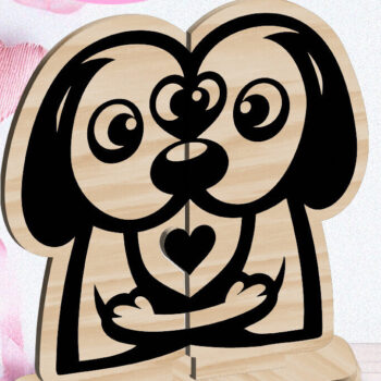 Intra απο ξύλο plywood  Χρώμα wenge 3mm-4mm πάχος - Dogs Love Στολίδι Αγίου Βαλεντίνου Κόψιμο με λέιζερ Δίασταση 6x6 cm INTRAFABR-90816691 - Image 1