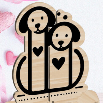 Intra απο ξύλο plywood  Χρώμα wenge 3mm-4mm πάχος - Dogs Love Στολίδι Αγίου Βαλεντίνου Κόψιμο με λέιζερ Δίασταση 6x6 cm INTRAFABR-90816874 - Image 1