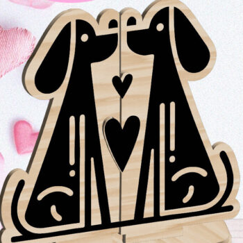 Intra απο ξύλο plywood  Χρώμα wenge 3mm-4mm πάχος - Dogs Love Στολίδι Αγίου Βαλεντίνου Κόψιμο με λέιζερ Δίασταση 6x6 cm INTRAFABR-118470087 - Image 1