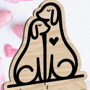 Intra απο ξύλο plywood  Χρώμα wenge 3mm-4mm πάχος - Dogs Love Στολίδι Αγίου Βαλεντίνου Κόψιμο με λέιζερ Δίασταση 6x6 cm INTRAFABR-118470093