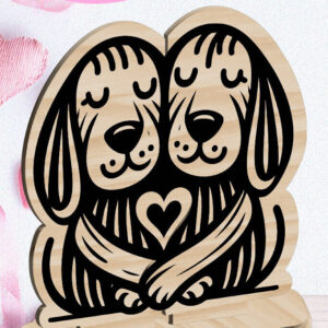 Intra απο ξύλο plywood  Χρώμα wenge 3mm-4mm πάχος - Dogs Love Στολίδι Αγίου Βαλεντίνου Κόψιμο με λέιζερ Δίασταση 6x6 cm INTRAFABR-118470099