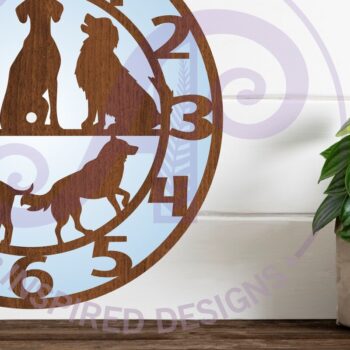 Intra απο ξύλο plywood Χρώμα wenge 3mm-4mm πάχος - με λέιζερ ρολόι τοίχου Dogs, Δίασταση 30x20 cm INTRAFABR-118470125 - Image 3