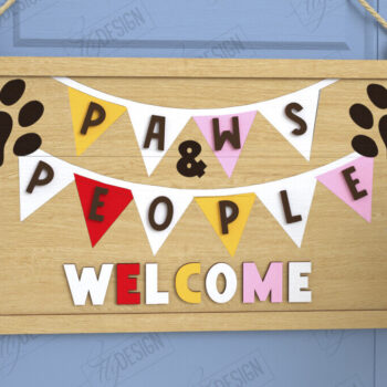 Intra απο ξύλο plywood Χρώμα wenge 3mm-4mm πάχος - Σκύλοι καλωσορίζουν Ανεκτά άτομα |CNC Δίασταση 30x20 cm INTRAFABR-104748614 - Image 2