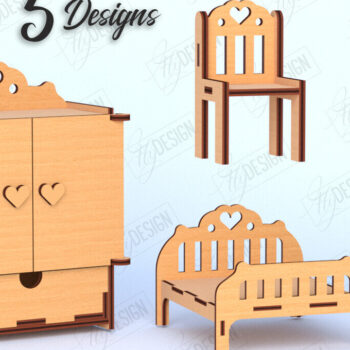 Intra απο ξύλο plywood  Χρώμα wenge 3mm-4mm πάχος - Πακέτο επίπλων κρεβατοκάμαρας κουκλόσπιτου | CNC Δίασταση 20x20 cm INTRAFABR-88638156 - Image 1
