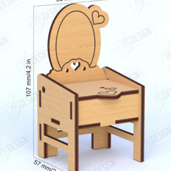 Intra απο ξύλο plywood  Χρώμα wenge 3mm-4mm πάχος - Πακέτο επίπλων κρεβατοκάμαρας κουκλόσπιτου | CNC Δίασταση 20x20 cm INTRAFABR-88638156 - Image 3